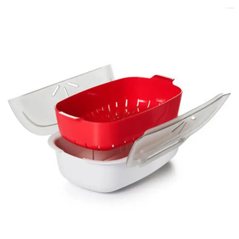 Double Boilers Useful Microwave Steamer PP Refrigerator Storage Box Layer Portable Steaming Container For Office