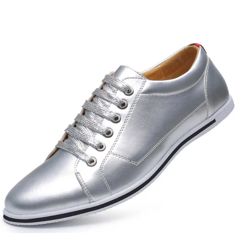 HBP icke-märke chaussures en cuir läder män casual skor klassiska design loafers klänning sko andas guld silver körsko