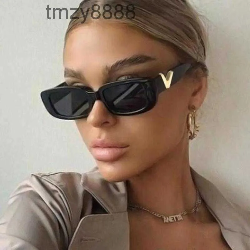 Güneş Gözlüğü Retro Küçük Dikdörtgen Kadın Tasarımcısı V Güneş Gözlükleri Kedi Göz Square Ladies Shades Gafas de Sol 4Y6K