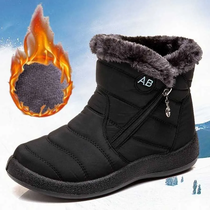 HBP Stivali da donna senza marca Scarpe di cotone Stivaletti per donna Scarpe invernali Mantieni caldi Stivali da neve Bottoni alti femminili invernali Botas Mujer