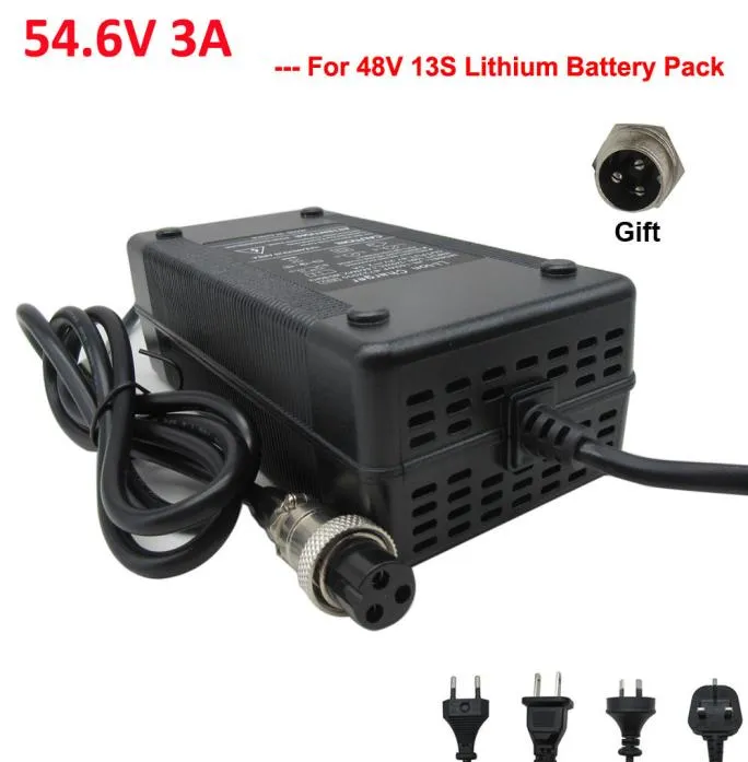 546V 3A Elektrikli Bisiklet Bisiklet Lityum Pil Şarj Cihazı GX16 3Pin 48V LI iyon Scooter XLR 3 SOKETLER ŞARRICI 8571167