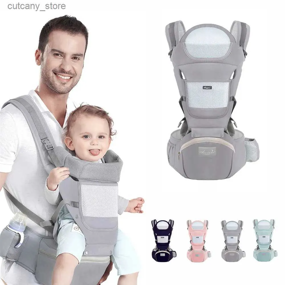 Transportadoras Slings Mochilas Baby Carrier Cintura Fezes com Saco de Armazenamento Canguru Ombro Swaddle Sling Infantil Kid Envoltório Ergonômico Mochila Hipseat 3-36 Meses L240318