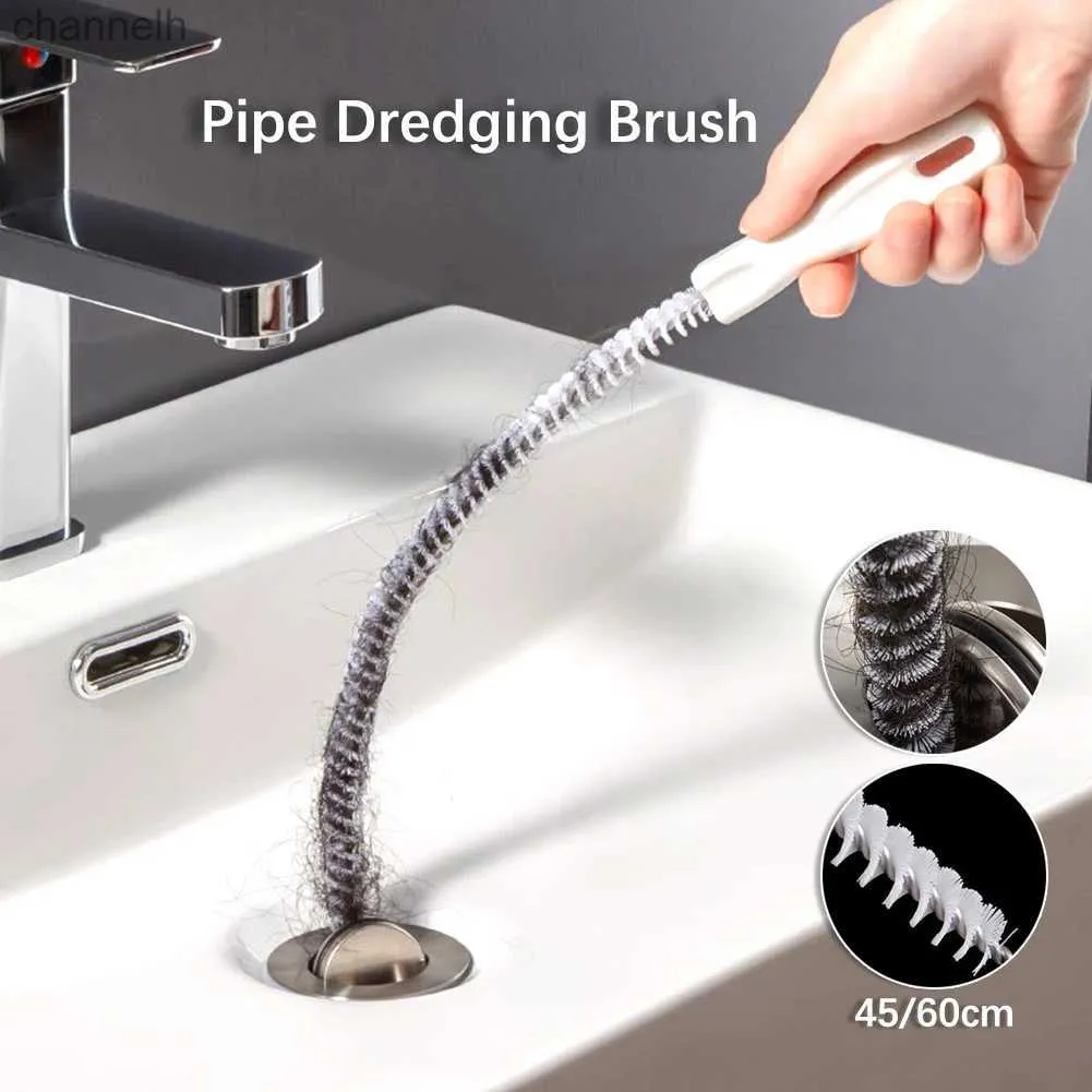 Other Household Cleaning Tools Accessories 45/60cm Pipe Dredging Brush Kitchen Bathroom Hair Sewer Sink Drain Flexible Cleaner Clog Plug Hole Remover 240318