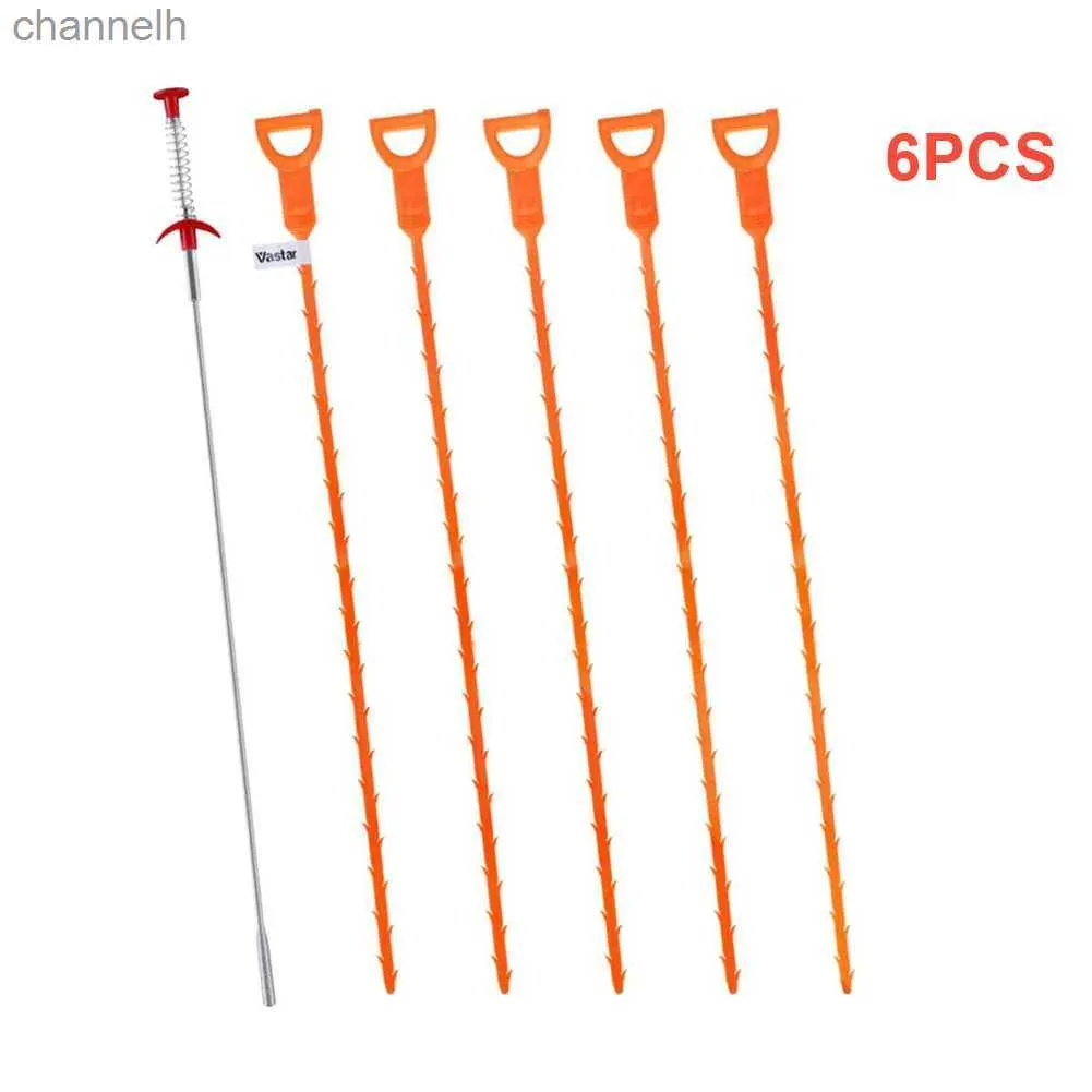 Weiteres Zubehör für Haushaltsreinigungswerkzeuge, 6 Stück, Kanalisationshaar-Waschbeckenbürste, Rohrbaggerhaken, Abflüsse, Badezimmer-Verstopfungsentferner, flexible Schlangenfeder, biegbar, 240318
