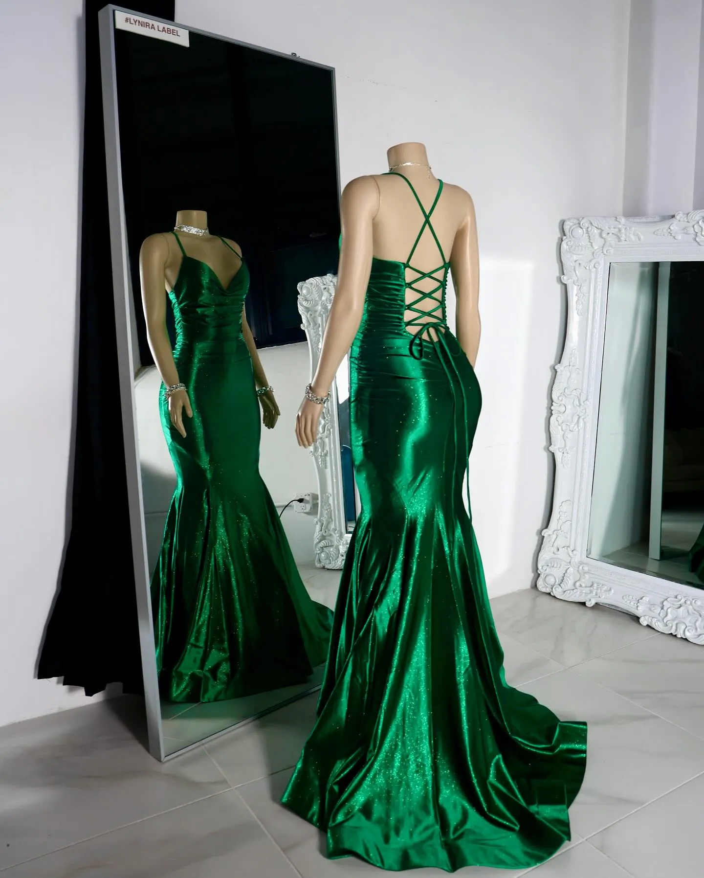 Forest Green Satin Mermaid Prom Dress for Women with Lace-Up Back and Sweep  Train from Dhgate Prom Dresses - price 284.8