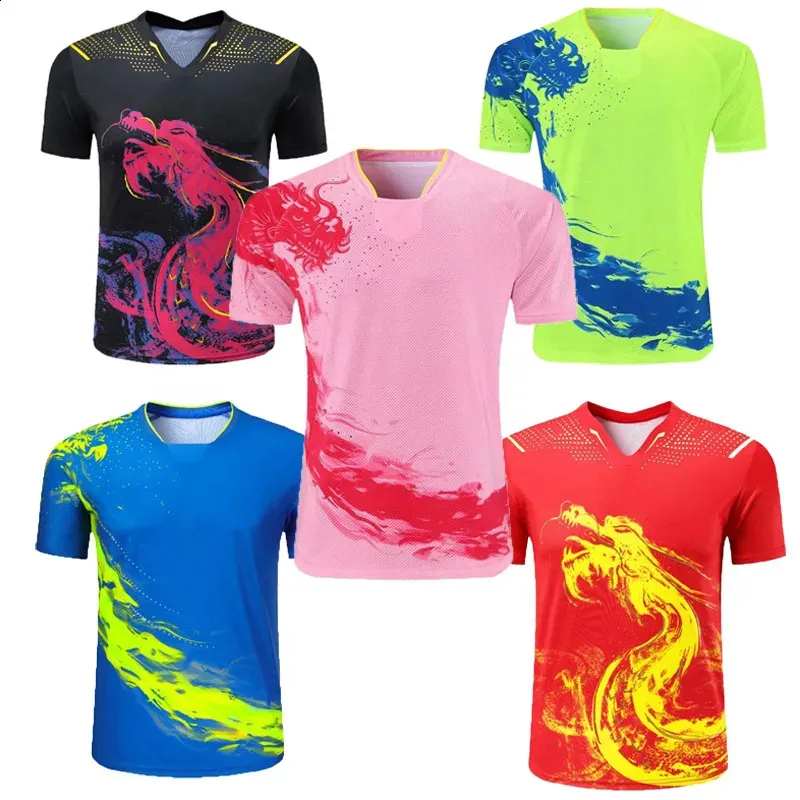 Najnowsze China Dragon T-Shirt Men Men Womankid Ping Pong Shortsshirt Badmintontable Tennis Jersey Tunnis T Shirts 240306