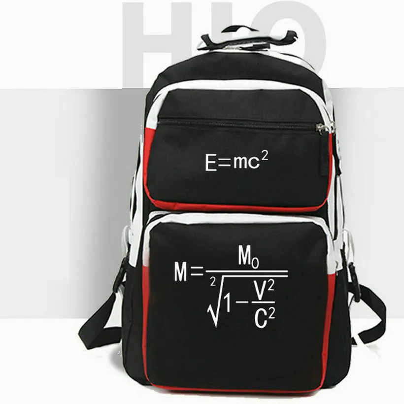 Théorie de la relativité sac à dos E MC sac à dos sac d'école spécial sac à dos imprimé cartable décontracté blanc noir couleur sac à dos