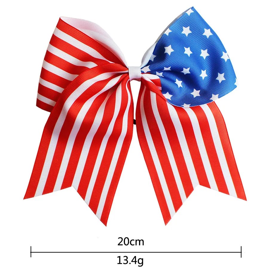 girls Hair Loop American Independence day 8-inch Bow hairbands Swallowtail kids Hair Accessories Double Tailed Ribbon Goddess of Liberty Hair Ornament