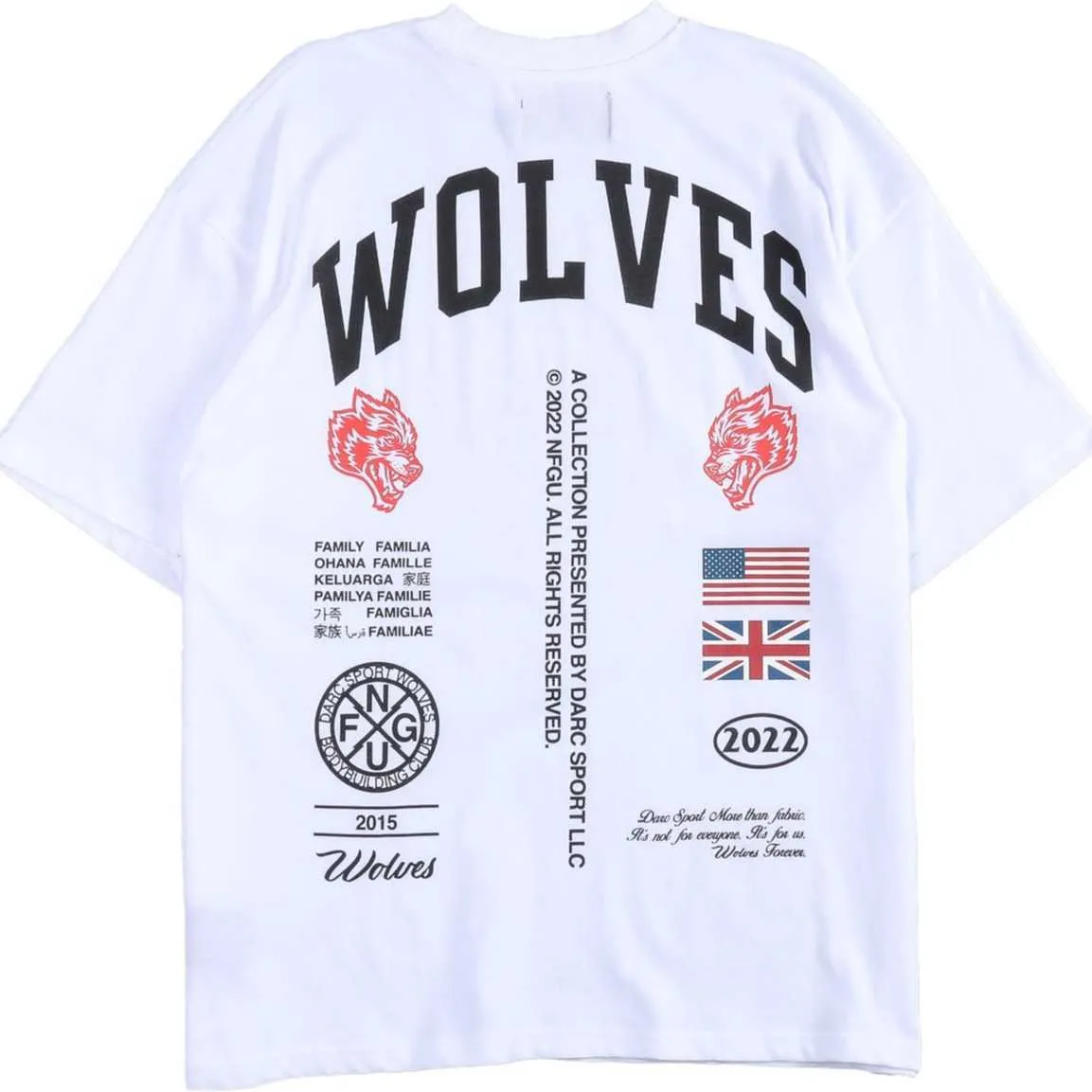 قميص Darcsport Classic Wolf Head T-Shirt للرجال والنساء غير الرسمي لتصنيف القطن الأمريكي.