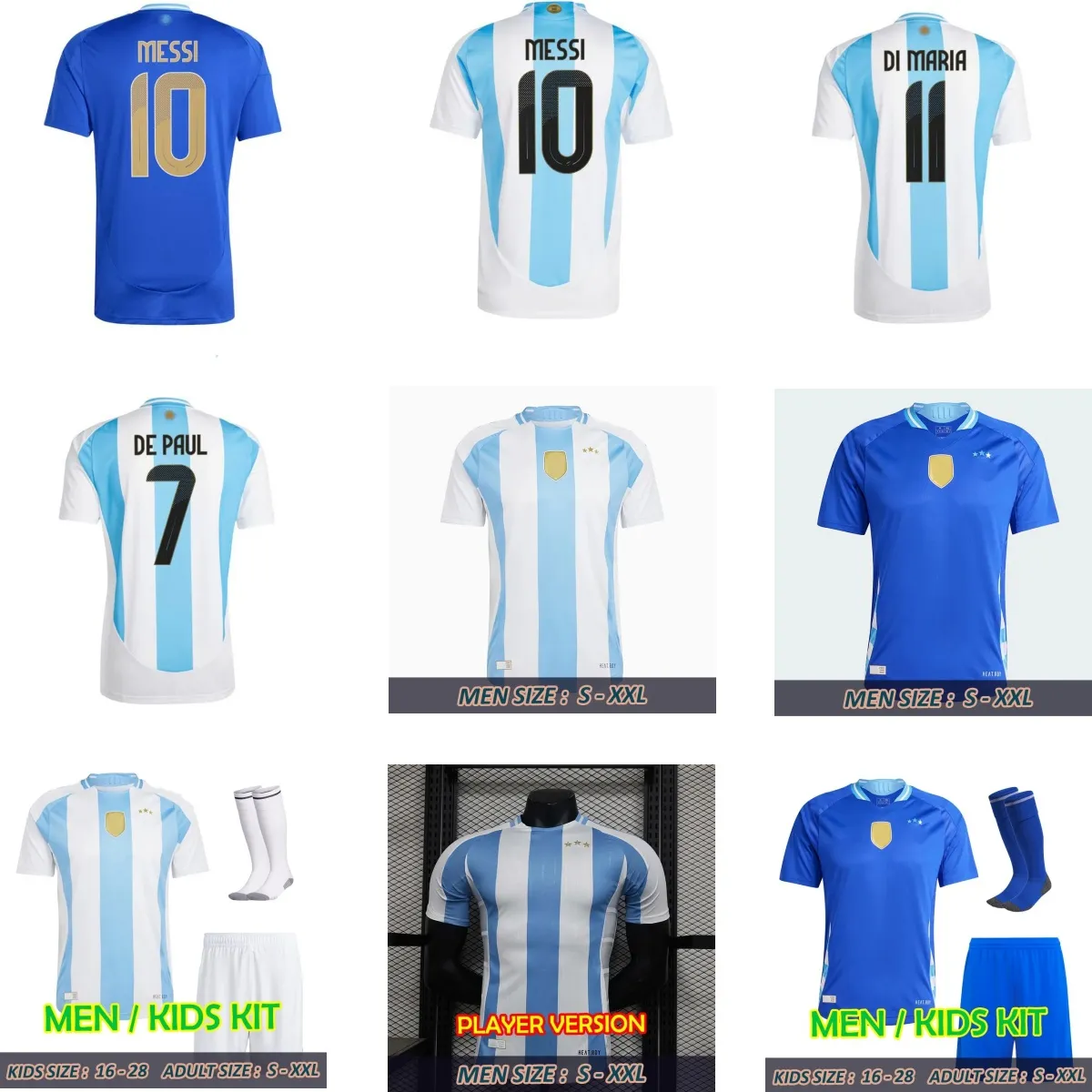 The new 1: 1Aargentina 3 Star Soccer Jerseys2425 CommemoTive Fans Player Version Messis Mac Allister Dybala Di Maria Martinez de Paul Maradona Childs Kit Men shirt