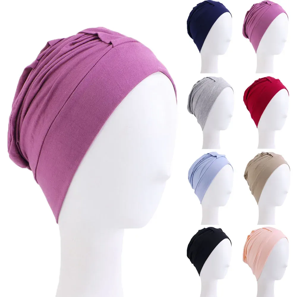 Modal algodão underscarf hijab muçulmano ninja boné quimio câncer chapéu cabeça interna cachecol envoltório perda de cabelo gorro gorro turbante