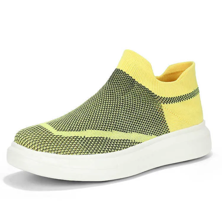 HBP Non-Brand New Fly Woven Atmungsaktive rutschfeste Sneakers Hochwertige Low-Top-Soft-Fitness-Freizeitschuhe Slip-on-Damenschuhe