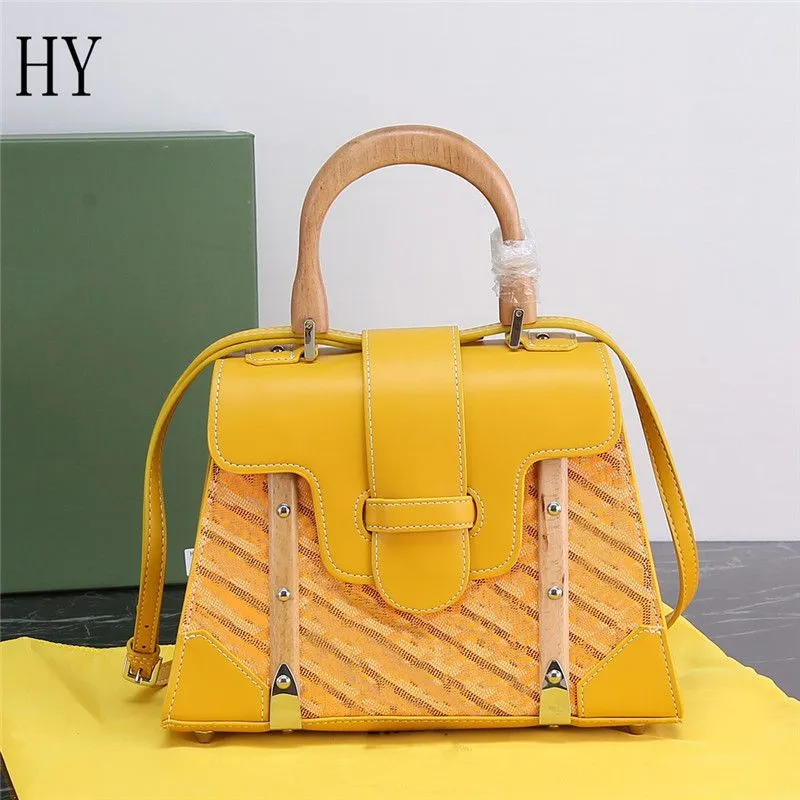 Designer Luxury Saigon Top Handle Bag Coated Canvas with Leather Yellow Shoulder Bag Size:28CM