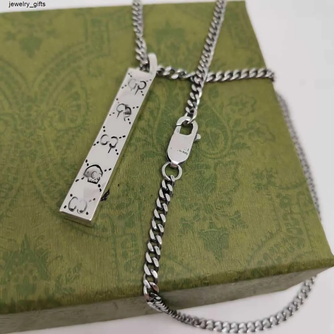 100% fine silver 925 Pure Silver Double Interlocking Bar Column Pendant Couple Necklace