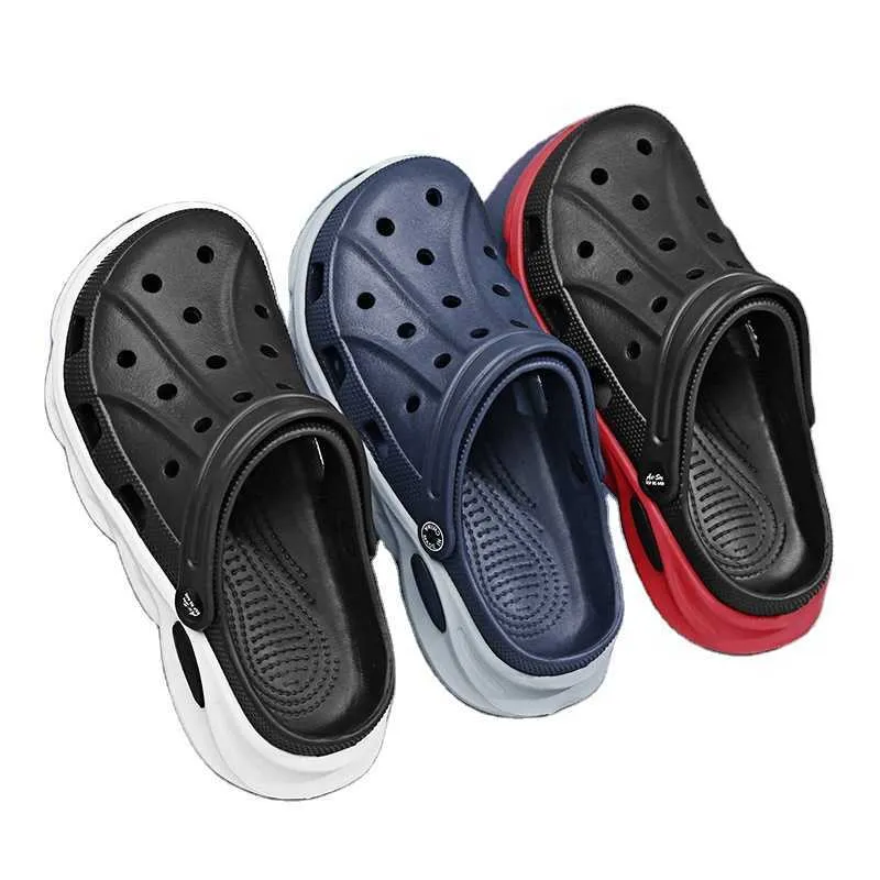 HBP Non-Brand Four Seasons Mens Hollow Breathable Beach Hole Shoes Plastic Sandals Half Slippers