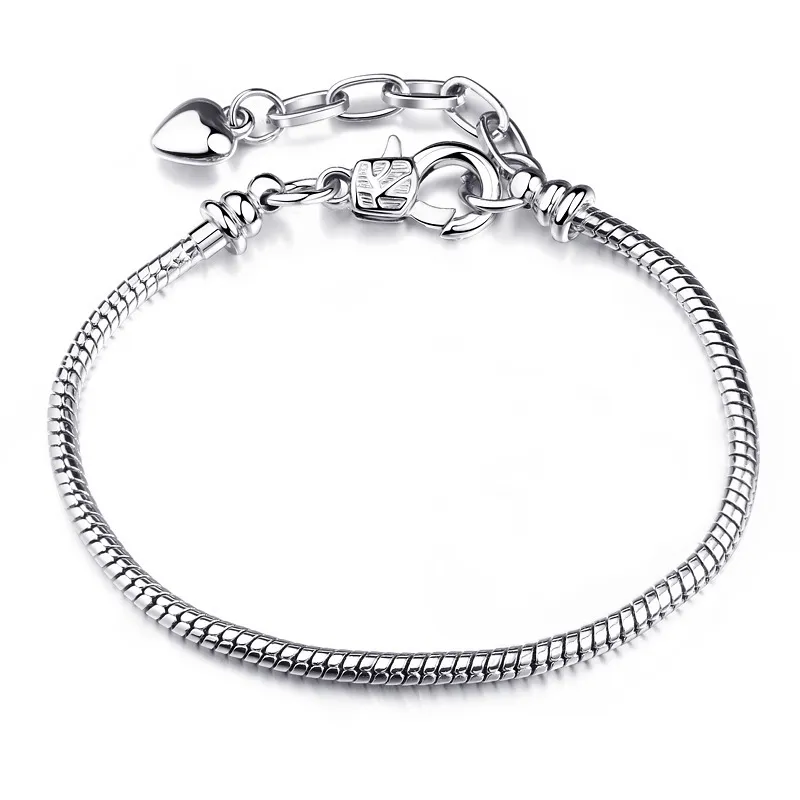 Hot Sell Collection Bracelet Silver Plated Pandora Diy Snake Chain Clasp Charm Bracelet Fit Original European Bead Pendant