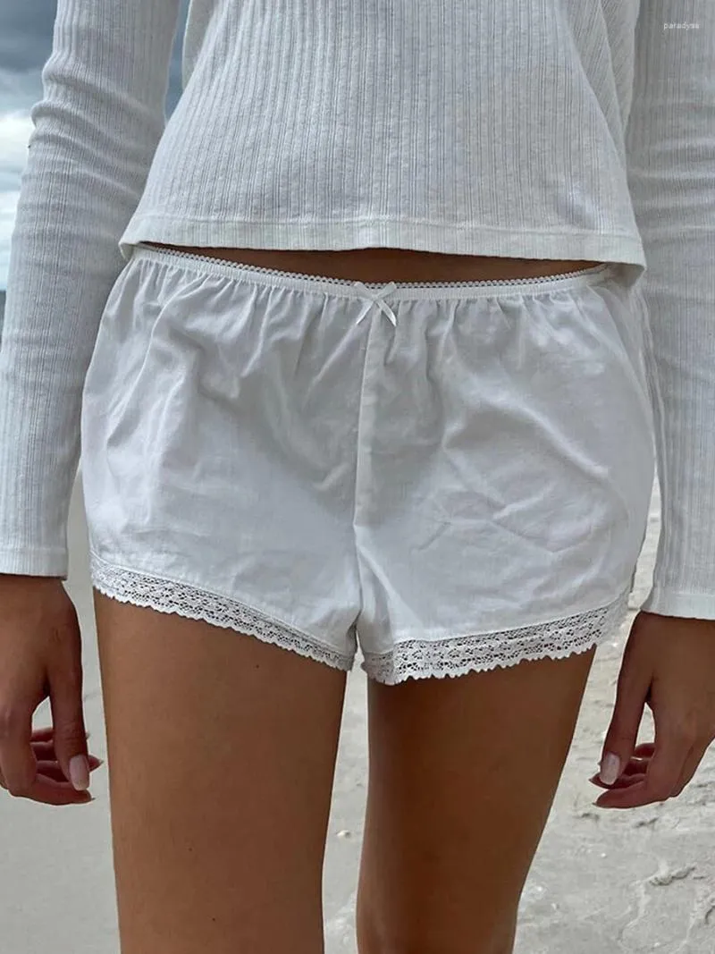 Kvinnors shorts y2k midja japansk spets bow cake casual vit botten söt flicka lolita petipants