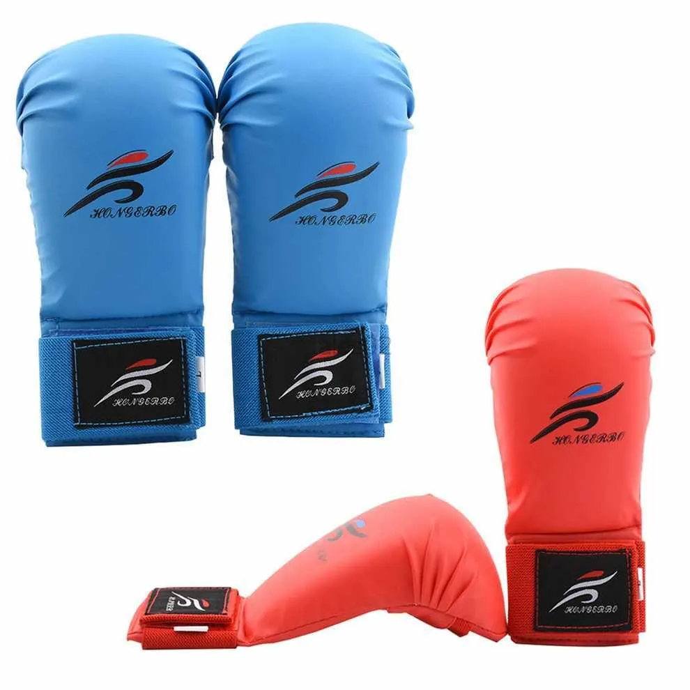 UpgradedKarate Sparring Gloves Kids Adults WKF Boxing Training Mitts for Men Women Taekwondo Hand Gear Red Blue