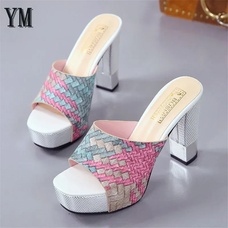 Sandalen 2020 Hot Sale Women Mustic Patchwork Plattform Heels Peep Toe Sommer Frauenschuhe 11 cm Frau Sandalen 3539