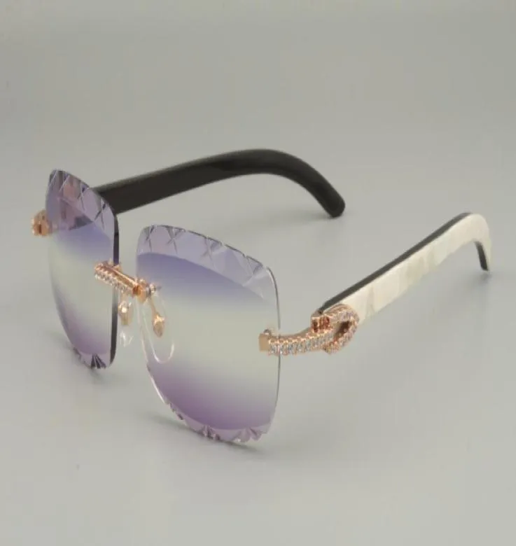 2019 nouvelles ventes de lunettes de soleil en corne mixte naturelle lunettes de soleil en diamant de conception unique 8300756B taille de lentille de gravure 5618140mm9482962