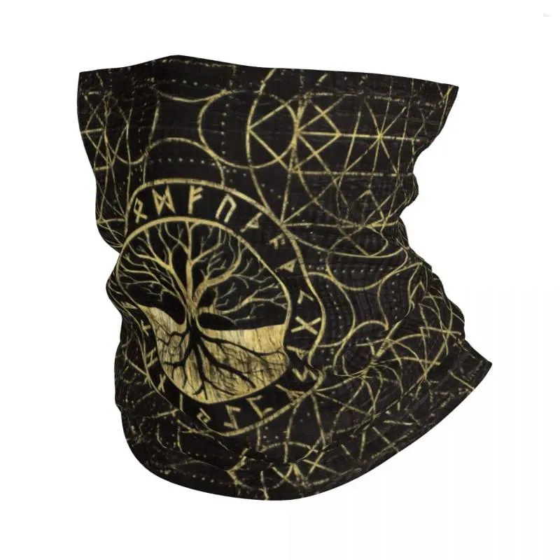 Bandane Albero della vita Yggdrasil e rune Bandana Scaldacollo Uomo Donna Inverno Sci Trekking Sciarpa Ghetta Vichingo Norreno Simbolo Copri viso