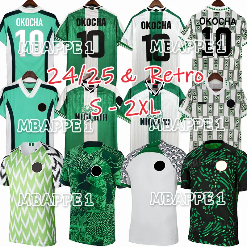 Nigeria 2024 Soccer Jerseys 18 19 22 24 25 Nigerian Football Shirt Mens Okocha Kanu Babayaro Uche West Iheanacho Training Suit 94 96 98 Uniform 1994 1996 1998 RETRO