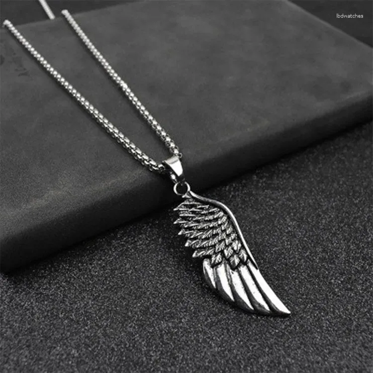 Pendentif Colliers 2024 Gothique Plume Punk Rétro Dominateur Hommes Titane Acier Argent Couleur Collier Tendance Hip Hop Party Bijoux