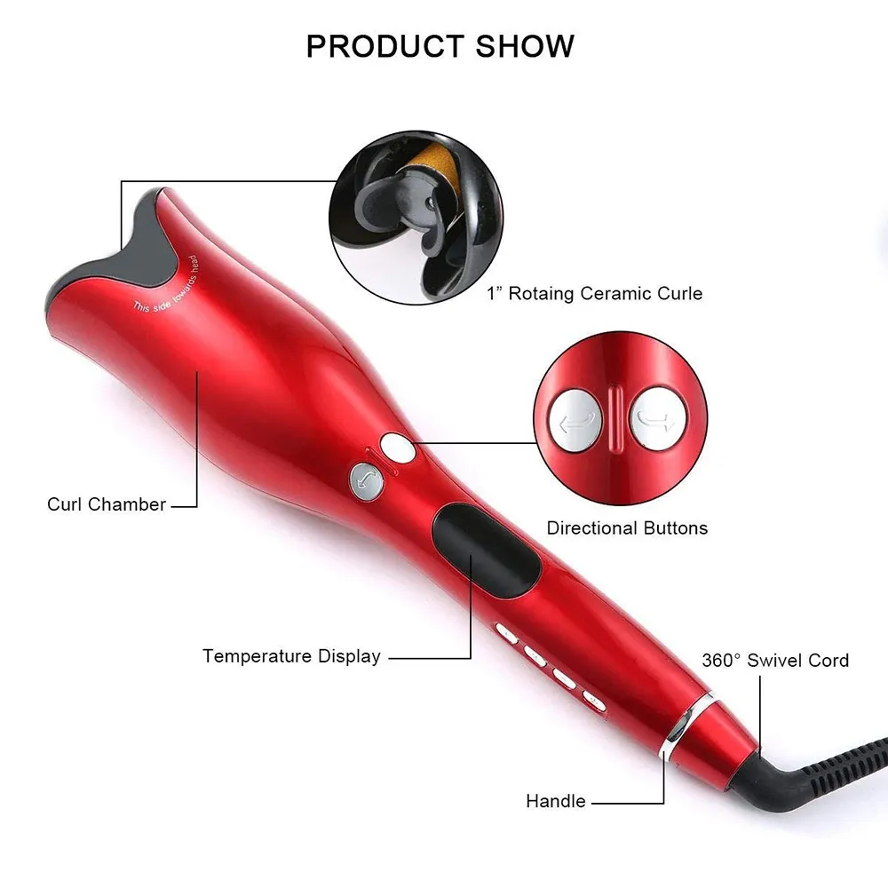 Irons Girl Gift Torch Auto Rotating Ceramic Hair Curler Automatic Iron Styling Tool Curling Wand Air Spin Curler Hair Waver