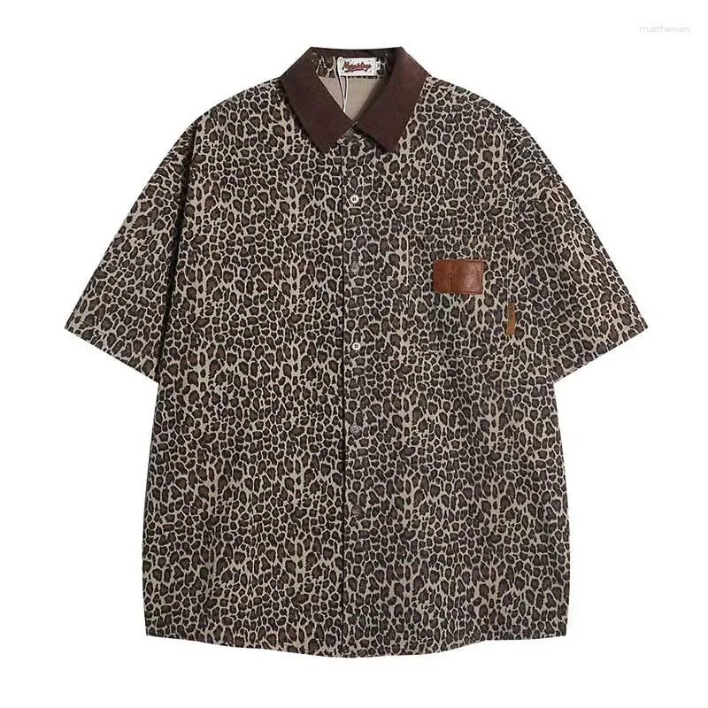 Мужские повседневные рубашки Lopoard с принтом в стиле хип-хоп, с короткими рукавами, мужская летняя уличная одежда Harakuju, блузка на пуговицах