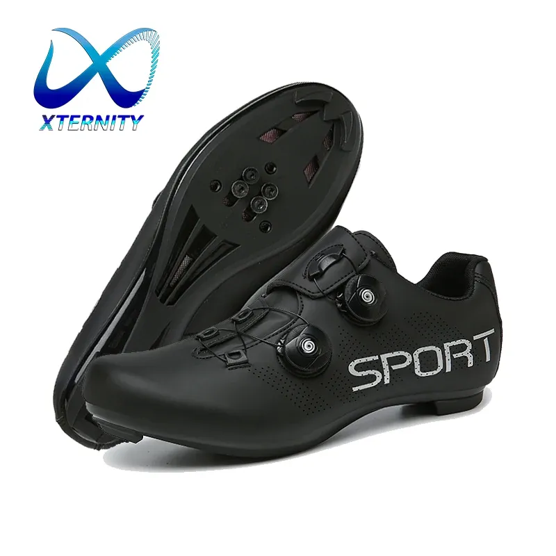 Skor Black Road Cycling Shoes Men Professional Cleats Shoes Outdoor SPD Bike Sneakers Selflocking Road Bicycle Sneakers Big Size 48