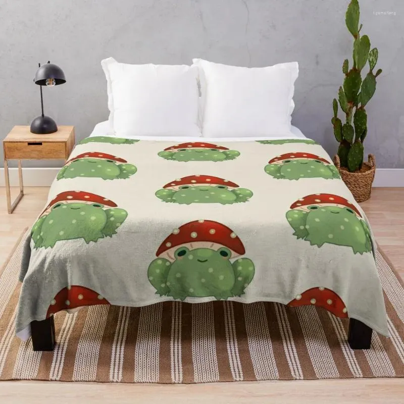 Couvertures champignon grenouille, couverture canapé, flanelle d'été