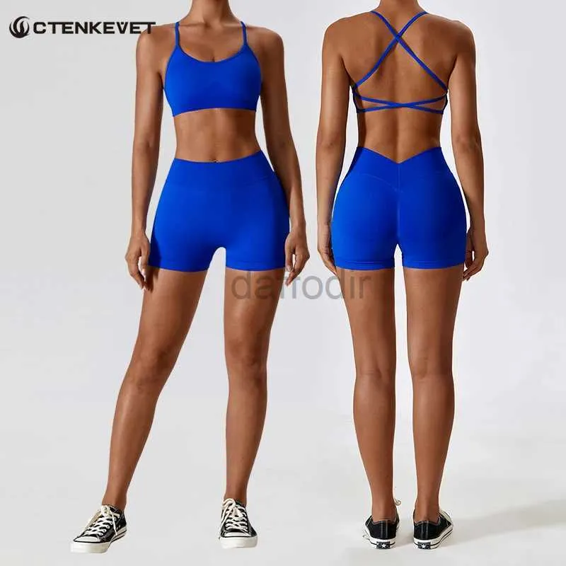 Kvinnors träningsdräkter sexiga ryggträning set Sports Suit Women Fitness Set Running Sportswear Gym Set Women Quick-Dryin 2st Clothing 24318