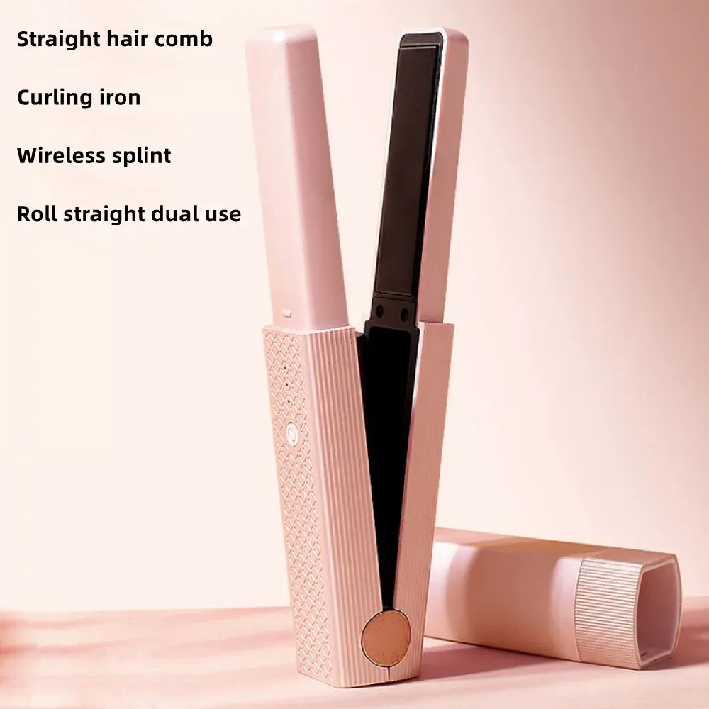 Irons Mini Hair Straightener Automatic Hair Curler Portable Flat Dry Curling Iron USB Rechargeable Wireless Ceramic Hair Styling Tools
