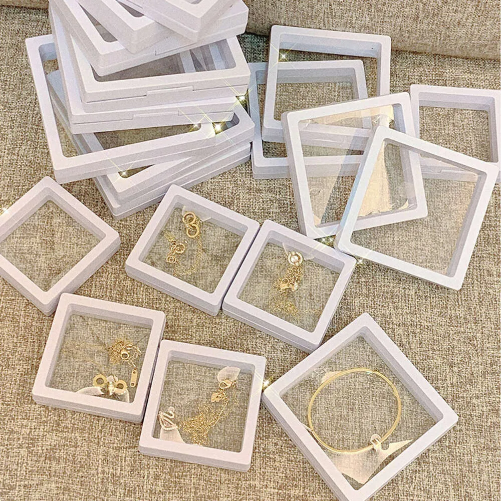 10 pièces ensemble 3D vitrine flottante supports support suspension stockage pour pendentif collier bracelet bague pièce de monnaie broche cadeau boîte à bijoux