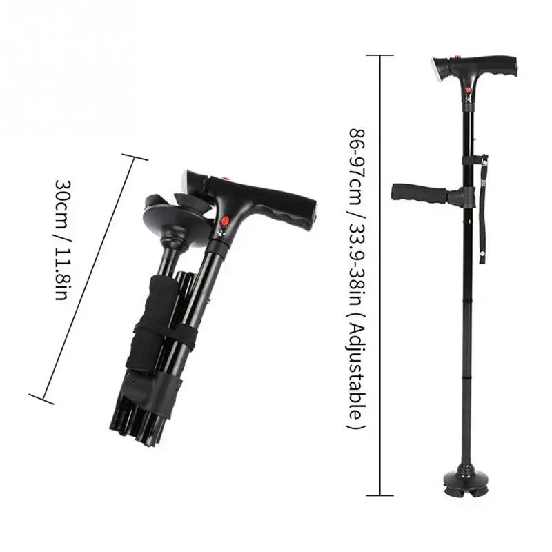 Sticks FX Opvouwbare telescopische opvouwbare wandelstok Oudere wandelstok LED-alarm Wandelen Trusty Sticks Oudere krukken voor moeders De oudere vaders