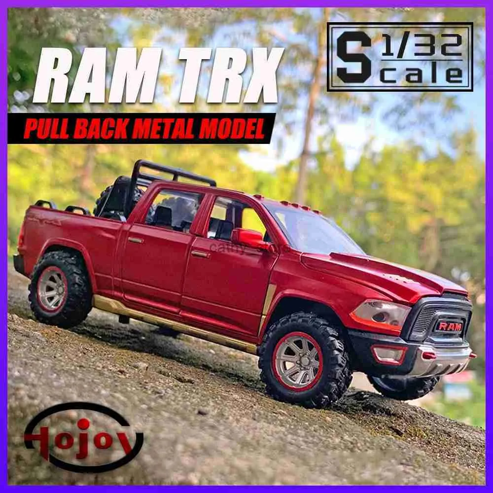 Diecast Model Cars Escala 1/32 RAM TRX Pickup Metal Diecast Alloy Toys Modelos de carros para meninos Crianças Crianças Veículo off-road Hobbies CollectionL2403