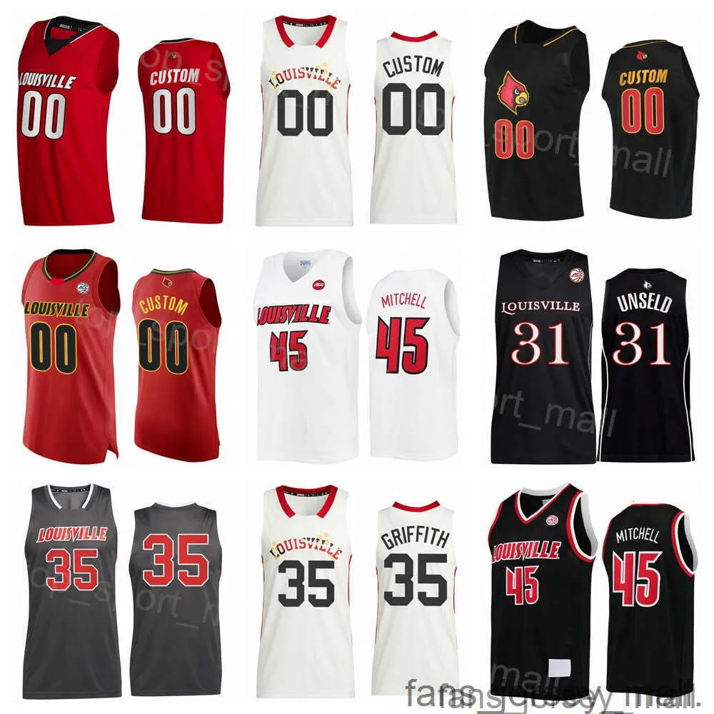 NCAA College Basketball 35 Darrell Griffith Jersey 31 Wes Unseld 3 Peyton Siva 24 Jaelyn Withers 22 Deng Adel Donovan Mitchell 45 University zszyta Czerwona White Black