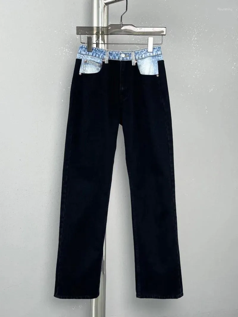 Jeans da donna Pantaloni a gamba dritta in denim a blocchi di colore Moda casual 2024 Modelli autunnali 1213