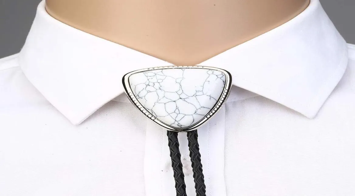 Bolo cravate pour homme femmes fait à la main Art occidental indien alliage cravate Triangle pierre naturelle 2010285491734