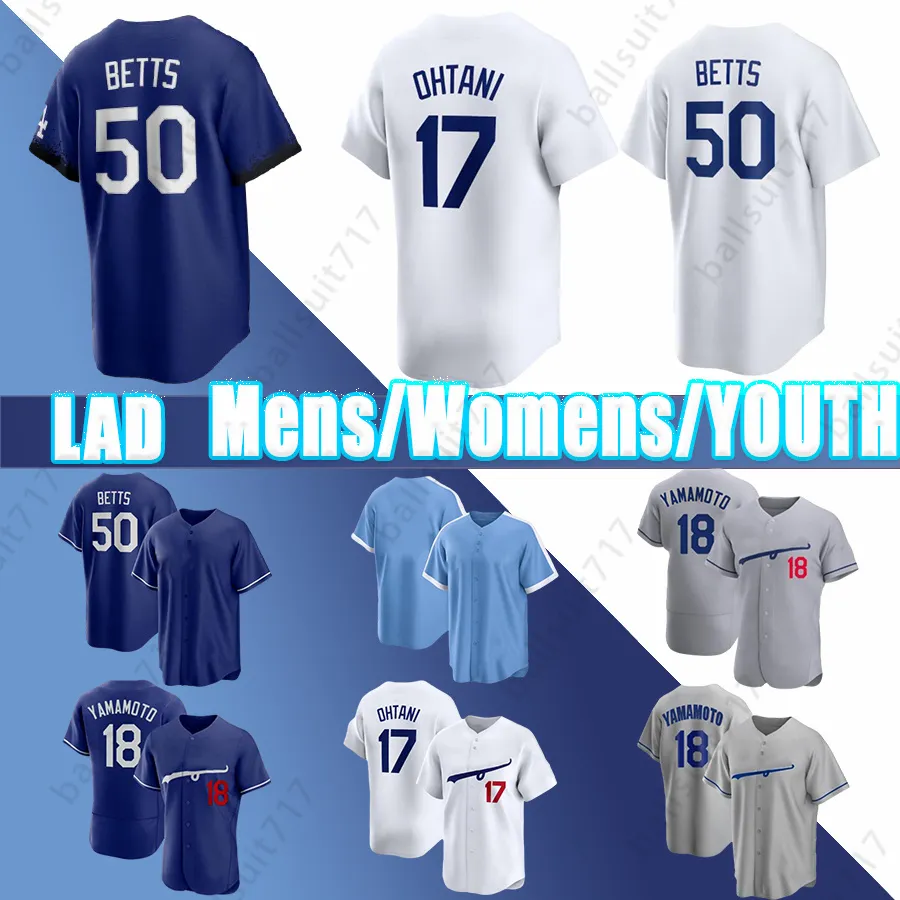 2024 Custom 50 Mookie Betts Jersey 17 Shohei Ohtani 18 Yoshinobu Yamamoto Freddie Freeman Baseball Dodgers Clayton Kershaw James Outman Urias Hernandez Buehler