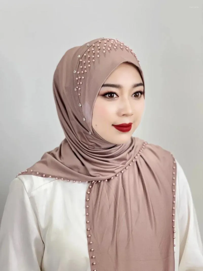 Ethnic Clothing Eid Ramadan Women Muslim Hijab Beaded Arab Long Hijabs Paryer Headscarf Soft Easy To Wear Turkish Head Wrap Scarf 2024