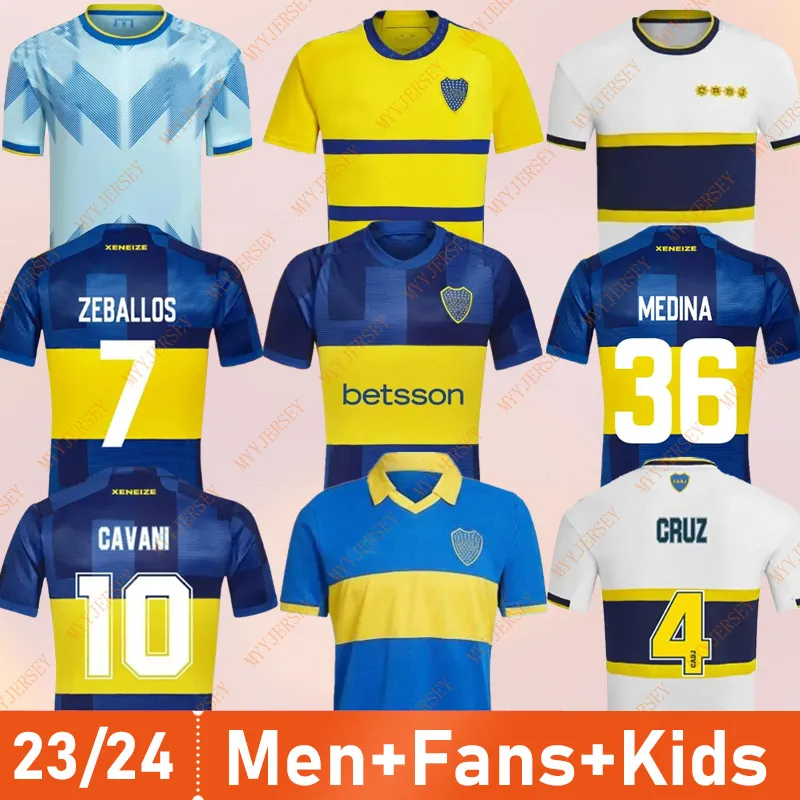 Cavani Boca Juniors Soccer Jerseys 2023 2024 Maradona Benedetto Marcos Rojo Carlitos de Rossi Tevez Salvio Barco Janson Medina 20 21 22 23 24 Football Shirt