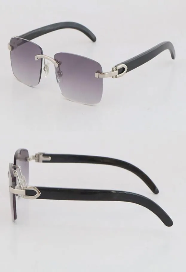 Nouvelles lunettes de soleil originales en corne de buffle noire pour femmes Style de mode en métal sans monture mâle femelle blanc véritable corne naturelle Adumbral M9523203