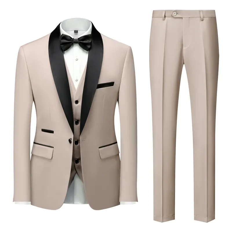 Suits Men Business Casual Wedding Suit 3piece Suit2023spring New Dress Suit Multicolor Fashion Host Boutique Highquality 3piecesuit