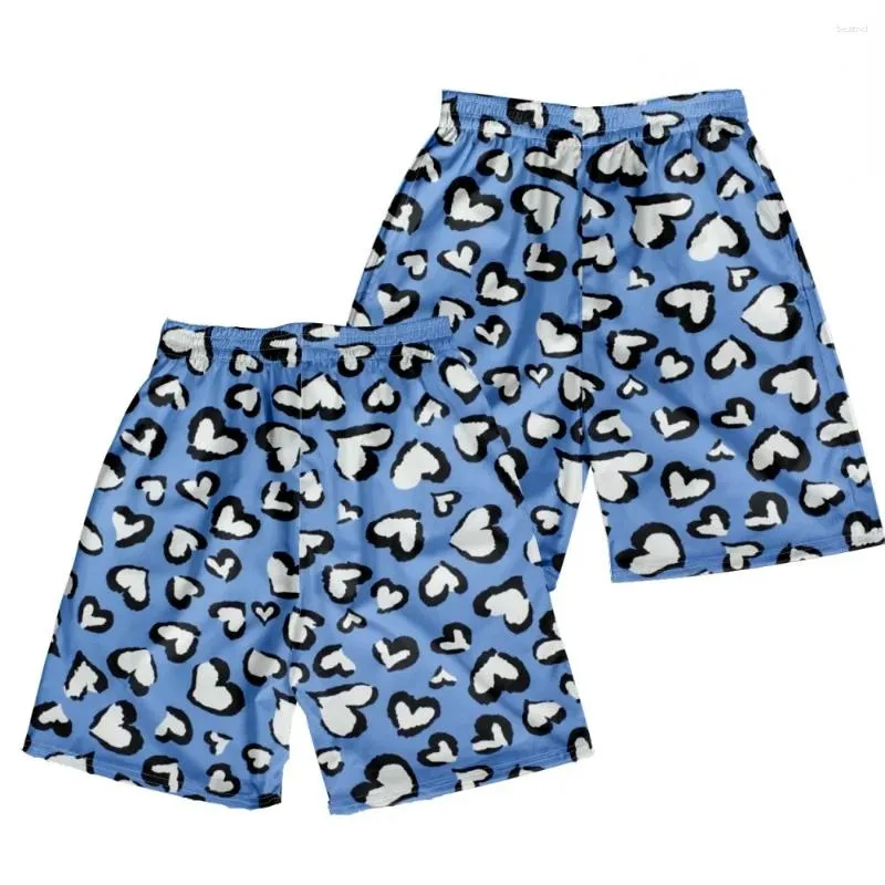 Pantaloncini da uomo stile hawaiano cuori leopardati pantaloni cargo streetwear casual basket palestra fitness casa sport uomo donna abbigliamento