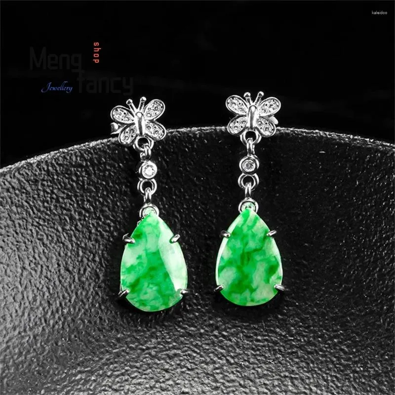 Dangle Earrings Natural A-goods Jadeite Floating Green Water Drop Jade S925 Silver Women's Models High-grade Luxury Fashion Jewelry