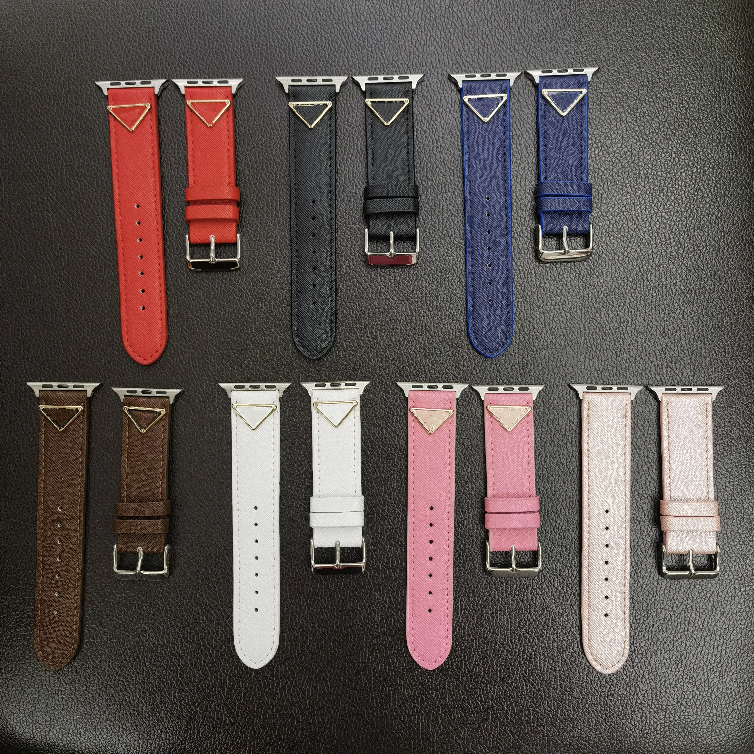 Luxury Leather Watchband Band Series 1 2 3 4 5 6 7 8 SE 38mm 40mm 41mm 45mm 42mm 49mm Designer Smart Watches Fashion Top Designer Watchband Straps Triangular Buckle