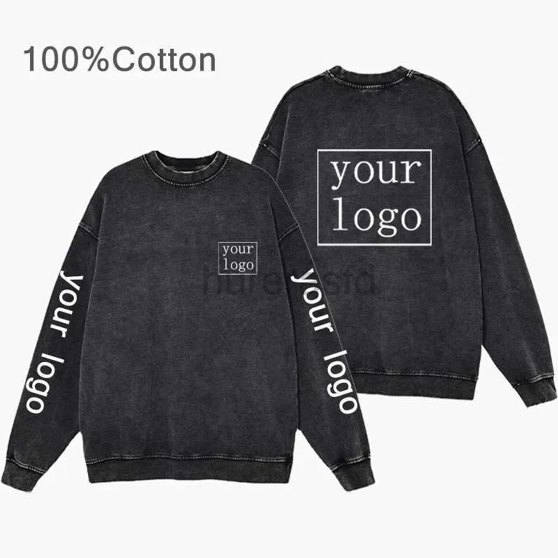 Heren Hoodies Sweatshirts 100% Katoen Aangepaste kleding Ronde hals Vintage Zwart Acid Wash Hoodies DIY /Tekstprint Sweatshirts Y2K Kleding 24318
