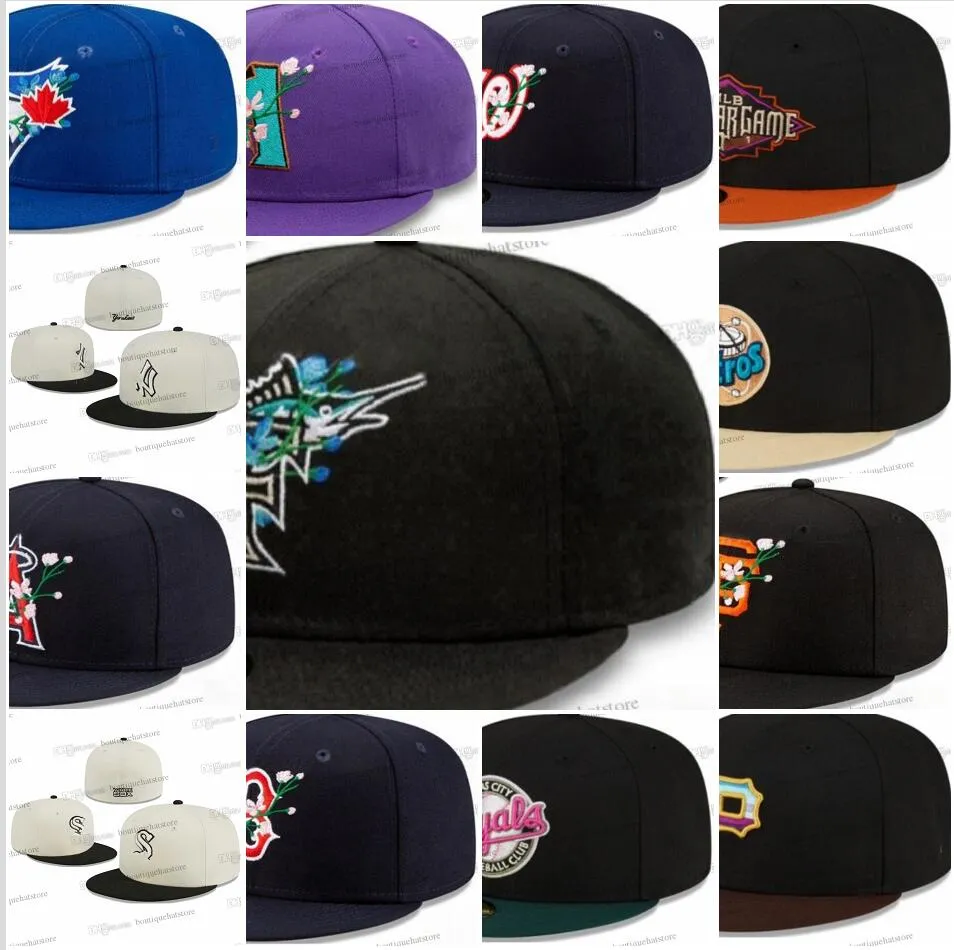 2024 MENS BASEBALL FIRED HATS Black Atlanta Peachtree Sport Full Stängd designer Caps Sakura Angeles Baseball Cap Chapeau Syched Pached on Side Jan30-018