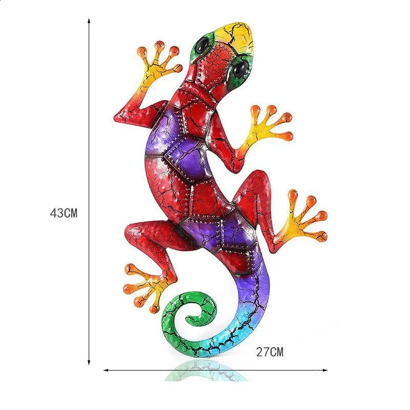 Metal Gecko Yard Garden Decoration for Outdoor Statues Homegarden Wall Decor Miniature Accessories Sculpture Lizard Ornaments 240312